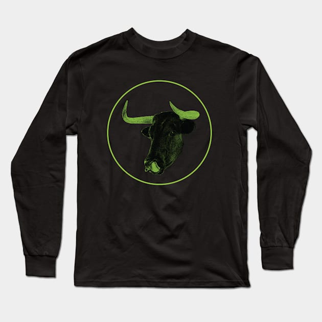 Green Taurus Long Sleeve T-Shirt by HERMETICSUPPLY